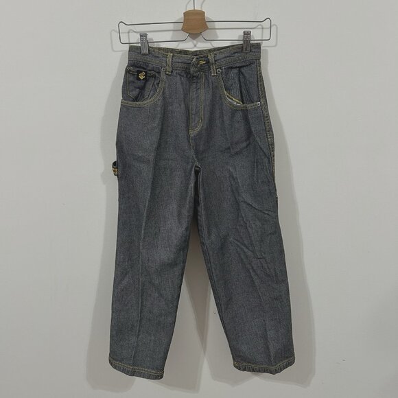 Rocawear Y2K Youth Jeans Sz 10 26x24 Baggy Tapered VTG Hip Hop Grunge Style - Picture 1 of 14